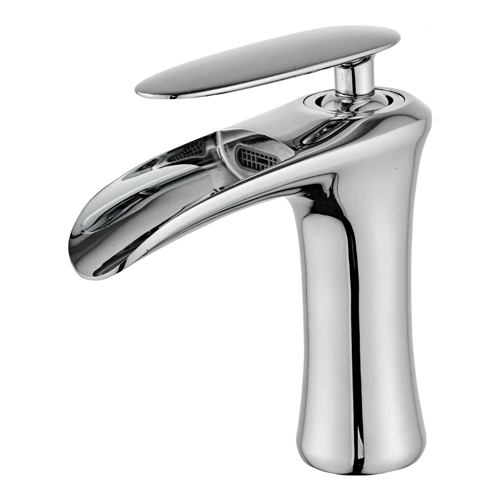 Modern Design Brass Waterfall Mixer Tap - Deck Mounted for Bathroom Sinks