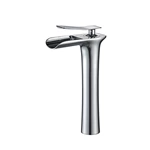 Contemporary Brass Bathroom Waterfall Faucet - Hot/Cold Mixer, Deck Installation