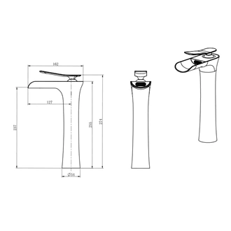 Contemporary Brass Bathroom Waterfall Faucet - Hot/Cold Mixer, Deck Installation