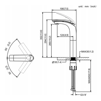 European Supplier, Stylish, Brass, Deck Mounted, Hot and Cold, Lavatory Faucet