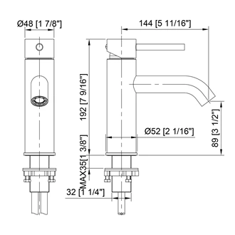 Durable Brass Deck Mounted Hot and Cold Bathroom Tap