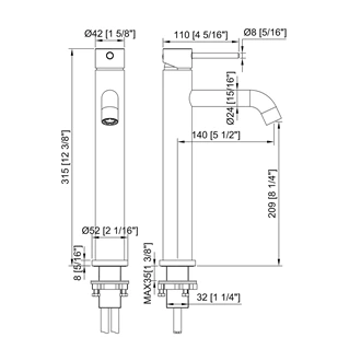 Stylish Brass Deck Mounted Hot and Cold Lavatory Faucet