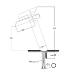 Brass Waterfall Bathroom Tap with Glass Spout - Deck Mounted
