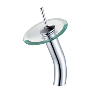 Brass Waterfall Basin Mixer - Glass Outlet, Deck Mount Hot Cold
