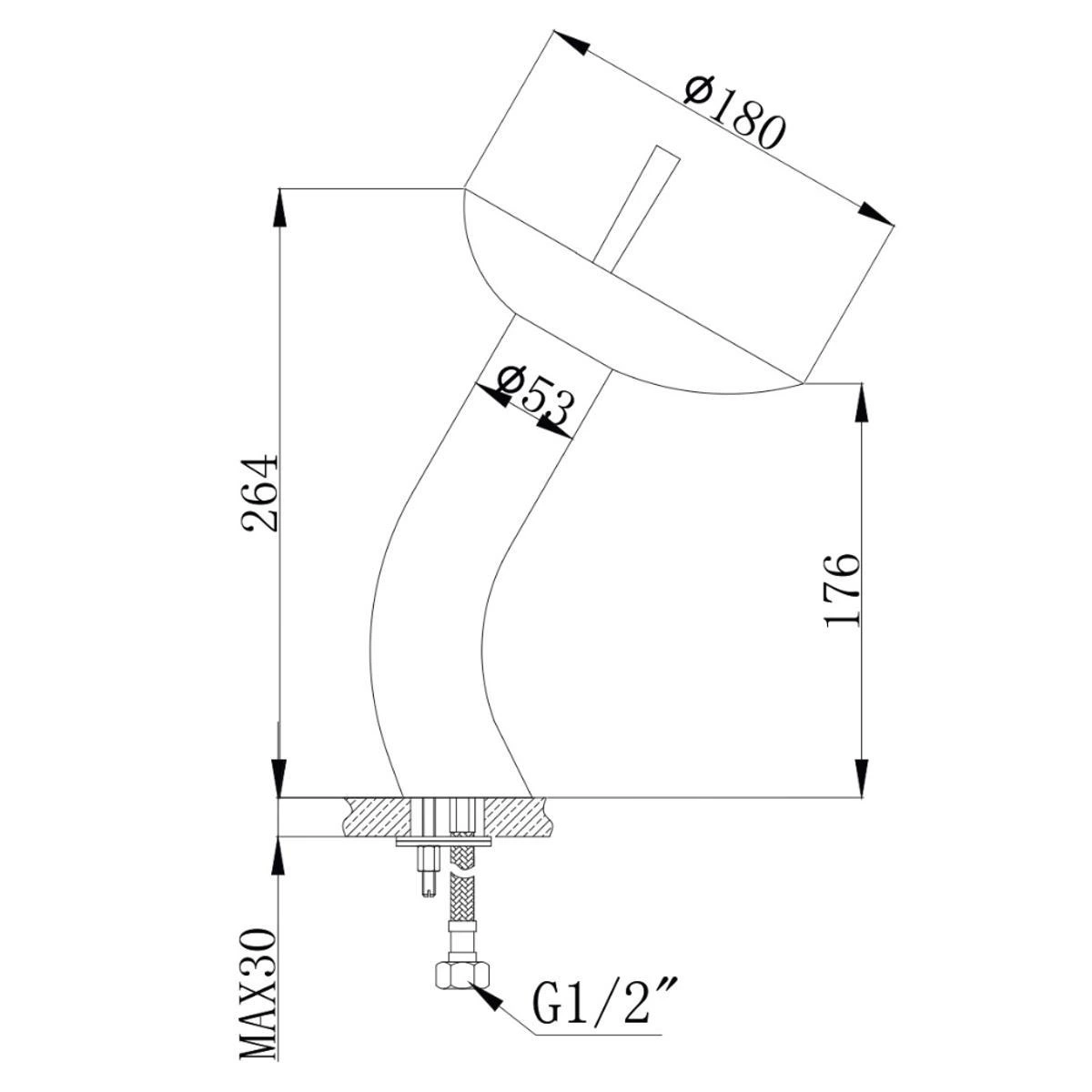 Brass Waterfall Basin Mixer - Glass Outlet, Deck Mount Hot Cold