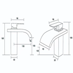 Hot & Cold Brass Waterfall Basin Tap - Glass Spout, Deck Mounted