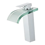 Wholesale Supplier - Brass Waterfall Bathroom Tap - Glass Outlet, Deck Mount Europe