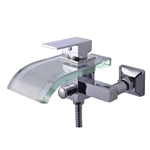 Modern Wall Mount Brass Waterfall Basin Mixer - Glass Spout for B2B Europe