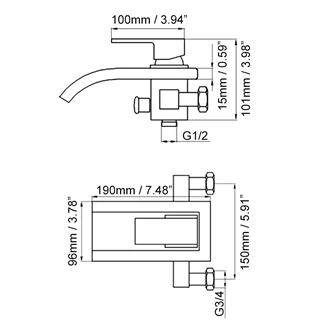 Modern Wall Mount Brass Waterfall Basin Mixer - Glass Spout for B2B Europe