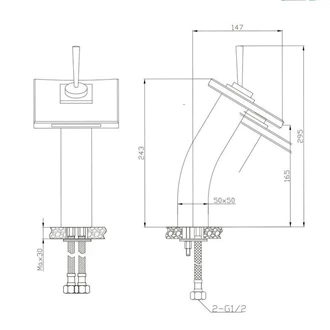 Premium Quality Brass Waterfall Tap - Deck Mounted with Glass Spout for B2B
