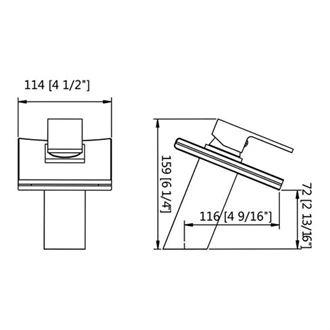 B2B Europe - Hot/Cold Brass Waterfall Basin Mixer - Glass Outlet, Deck Mount