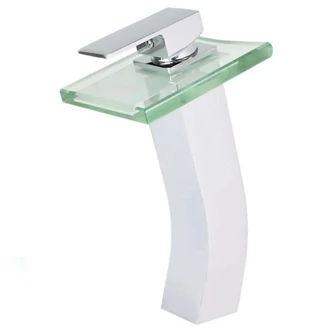 Luxury Wholesale Bathroom Faucet - Brass Waterfall, Glass Spout, Deck Mount