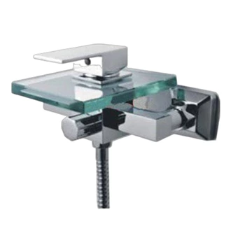 Brass Waterfall Mixer Tap with Glass Spout - Wall Mounted for European Wholesalers