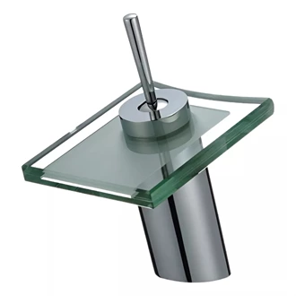 Premium Hot & Cold Brass Waterfall Sink Tap - Glass Spout, Deck Mounted Europe