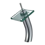 Deck Mounted Brass Bathroom Tap with Waterfall Spout - Glass Outlet, B2B