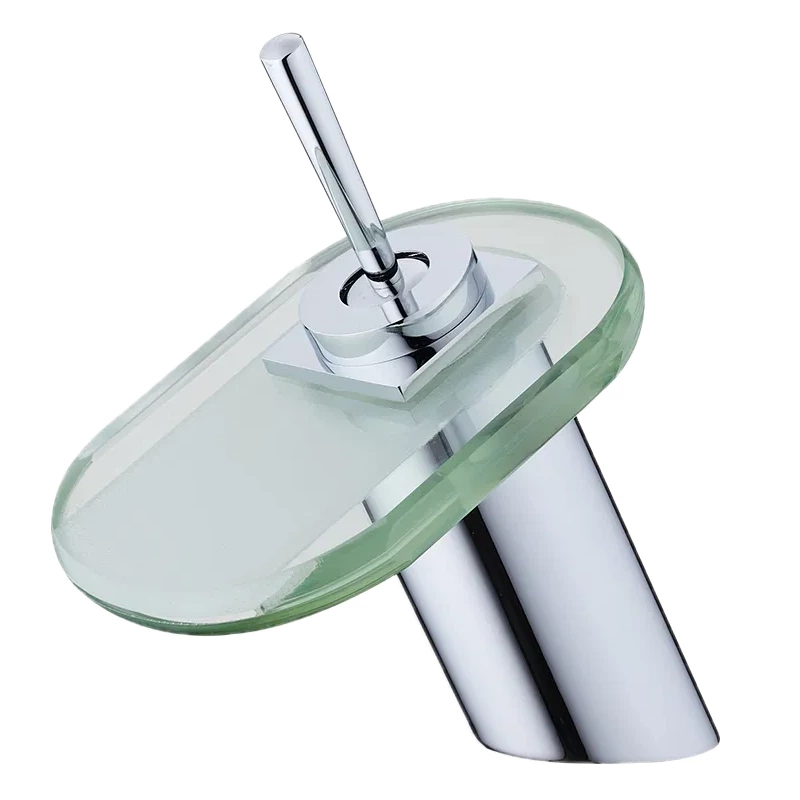 B2B Supplier - Luxury Brass Bathroom Tap - Waterfall Style, Glass Spout, Deck