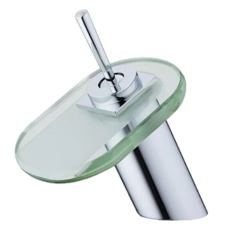 B2B Supplier - Luxury Brass Bathroom Tap - Waterfall Style, Glass Spout, Deck