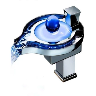 Bulk Order: Hot Cold Brass Waterfall Sink Faucet - LED Illuminated Glass Spout, Deck Mounted
