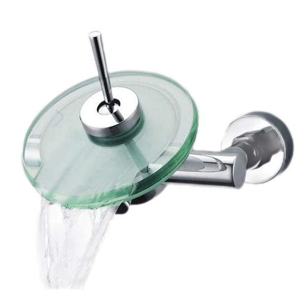 Wholesale Europe - Hot & Cold Brass Waterfall Faucet - Glass Outlet, Wall Mount