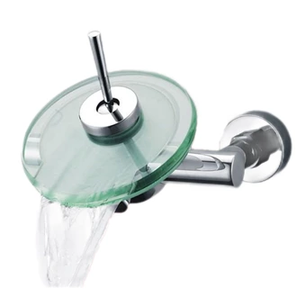Wholesale Europe - Hot & Cold Brass Waterfall Faucet - Glass Outlet, Wall Mount