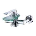 Premium Brass Waterfall Bathroom Basin Tap with Glass Spout - Wall Mounted