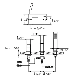 Deck mounted bathtub faucet widespread sink faucet