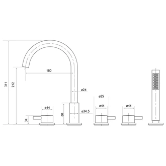 Deck mounted bathtub faucet bath shower set mixer kit