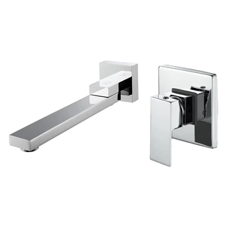 Brass Bathroom Sink Faucet - Wall Mounted Dual Lever chrome Finish