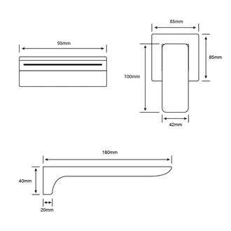 Wall Mount Basin Mixer Tap in chrome finished - single lever Handle