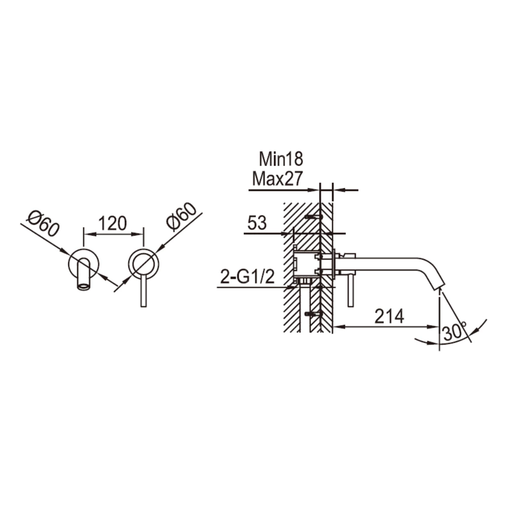 Basin Mixer Tap Bathroom Faucet Wall Mounted