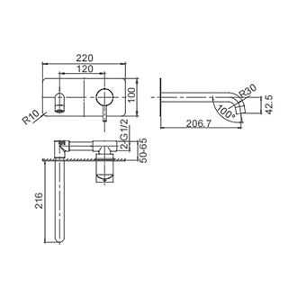 Wall Mounted Brass Bathroom Faucet Basin Tap