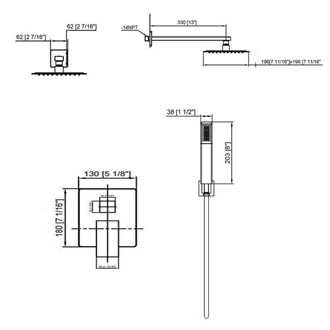 Concealed shower set shower mixer set Chrome shower head