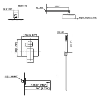 Concealed shower set wall mounted shower set rainshower shower head