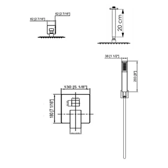 Ceiling mounted shower set Concealed shower set shower set with mixer
