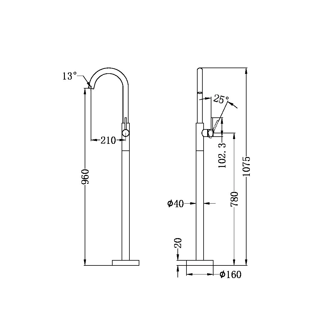 Free standing bathtub faucet bathtub mixer