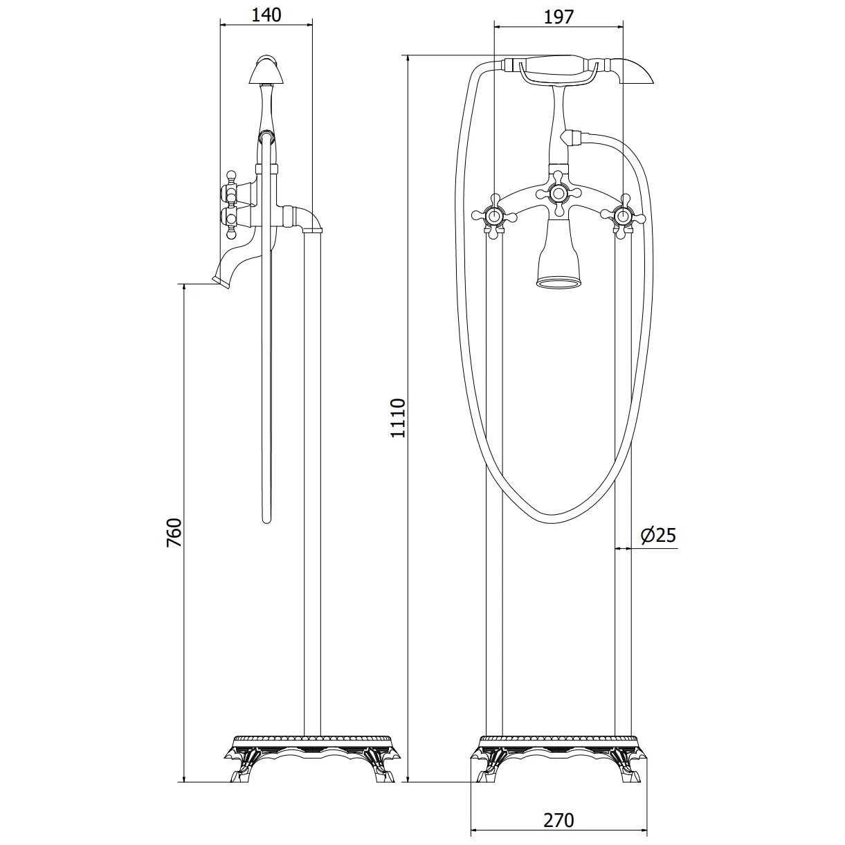 Free standing bathtub faucet bathtub mixer
