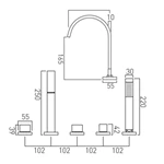 Deck mounted bathtub faucet bath shower and mixer