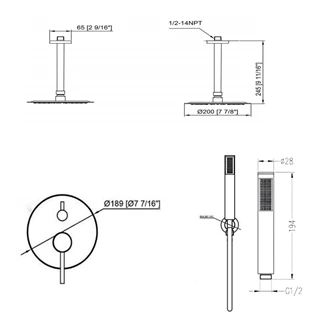 Ceiling mounted shower system Concealed shower set Chrome shower head