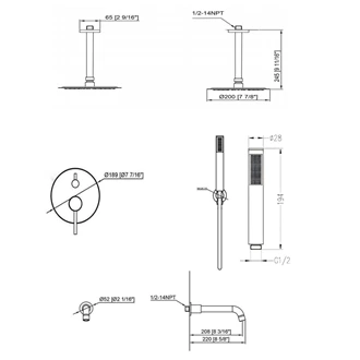 Ceiling mounted shower set mixer tap shower and bath tap sets