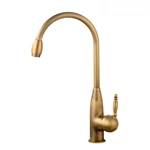 Single Handle Hot/Cold Kitchen Faucet, Antique Brass, Deck Mounted