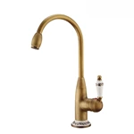 Deck Mounted Kitchen Sink Mixer Tap, Antique Brass, Single Lever, Hot & Cold