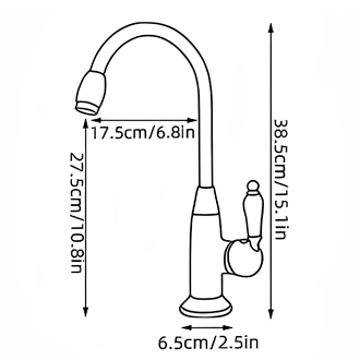 Deck Mounted Kitchen Sink Mixer Tap, Antique Brass, Single Lever, Hot & Cold