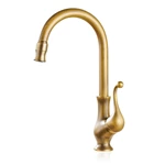 Hot and Cold Water Brass Kitchen Faucet, Antique Brass Finish, Single Handle, Deck Mount