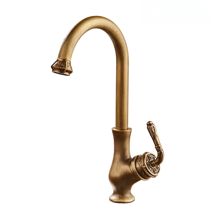 Antique Brass Single Lever Deck Mounted Kitchen Tap for European Market