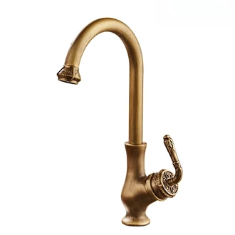 Antique Brass Single Lever Deck Mounted Kitchen Tap for European Market