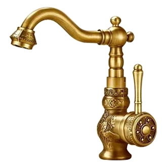 Bulk Buy: Deck Mounted Antique Brass Kitchen Tap, Single Handle, Hot/Cold