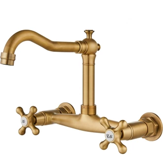 Antique Style Bathroom Tap - Wall Mounted with Double Handles