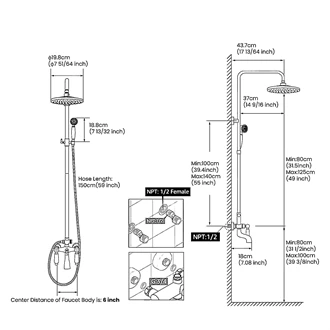 wall mounted rainfall shower faucet set bathroom shower kits