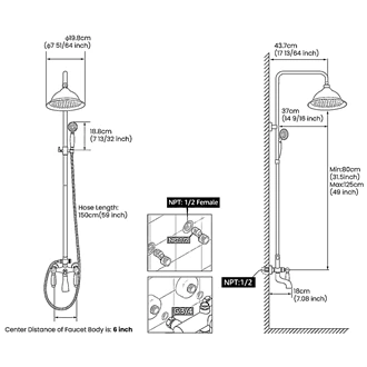 Bathroom shower system shower set handheld and shower head combo