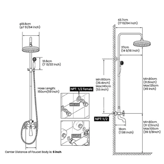 Bathroom wall mounted shower set shower system kit